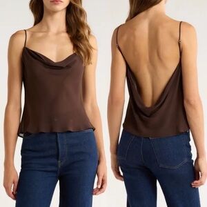 Reformation Astra Open Back Top in Brown XL